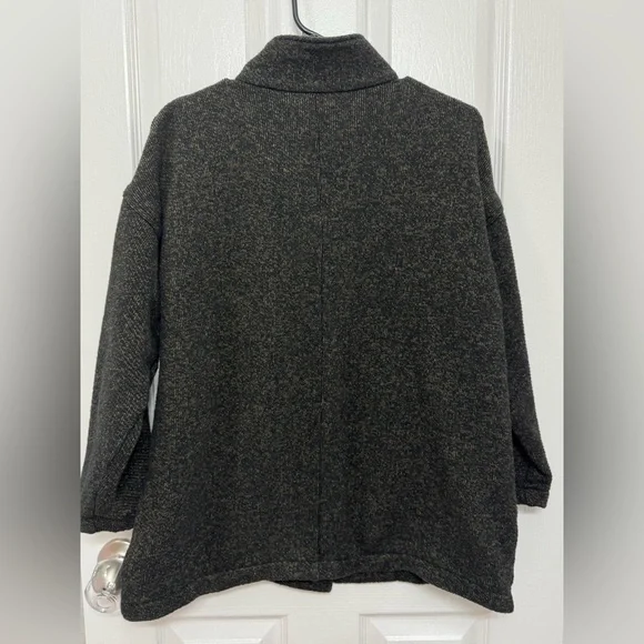 Organic Cotton Terry Stand Collar Jacket | EILEEN FISHER olive green size small - Picture 8 of 10